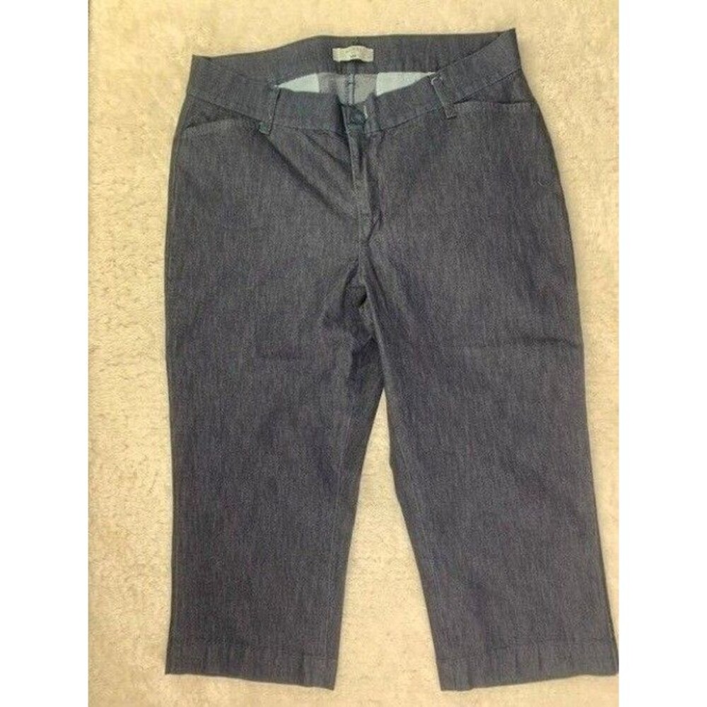 Riders By Lee Size 16 M Jeans Trousers Crop Dark Wash Stretch High Rise